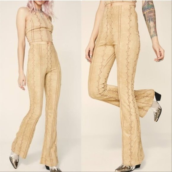 Pants - Embroided Suede PantS